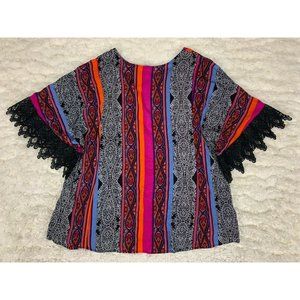 Est 1946 Women's Boho Aztec Top Shirt Festival Short Sleeve Tunic 18/20W Light